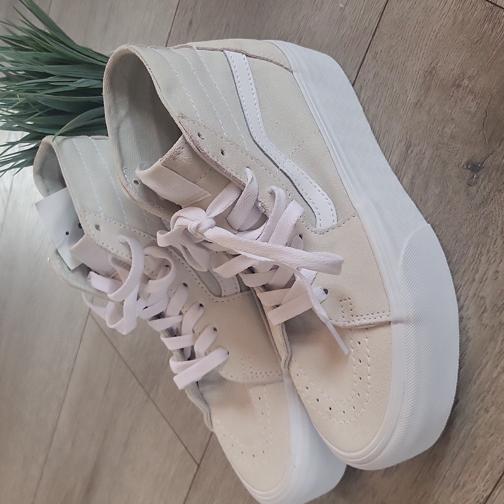 Vans Cream White High-Top Platform Sneakers
